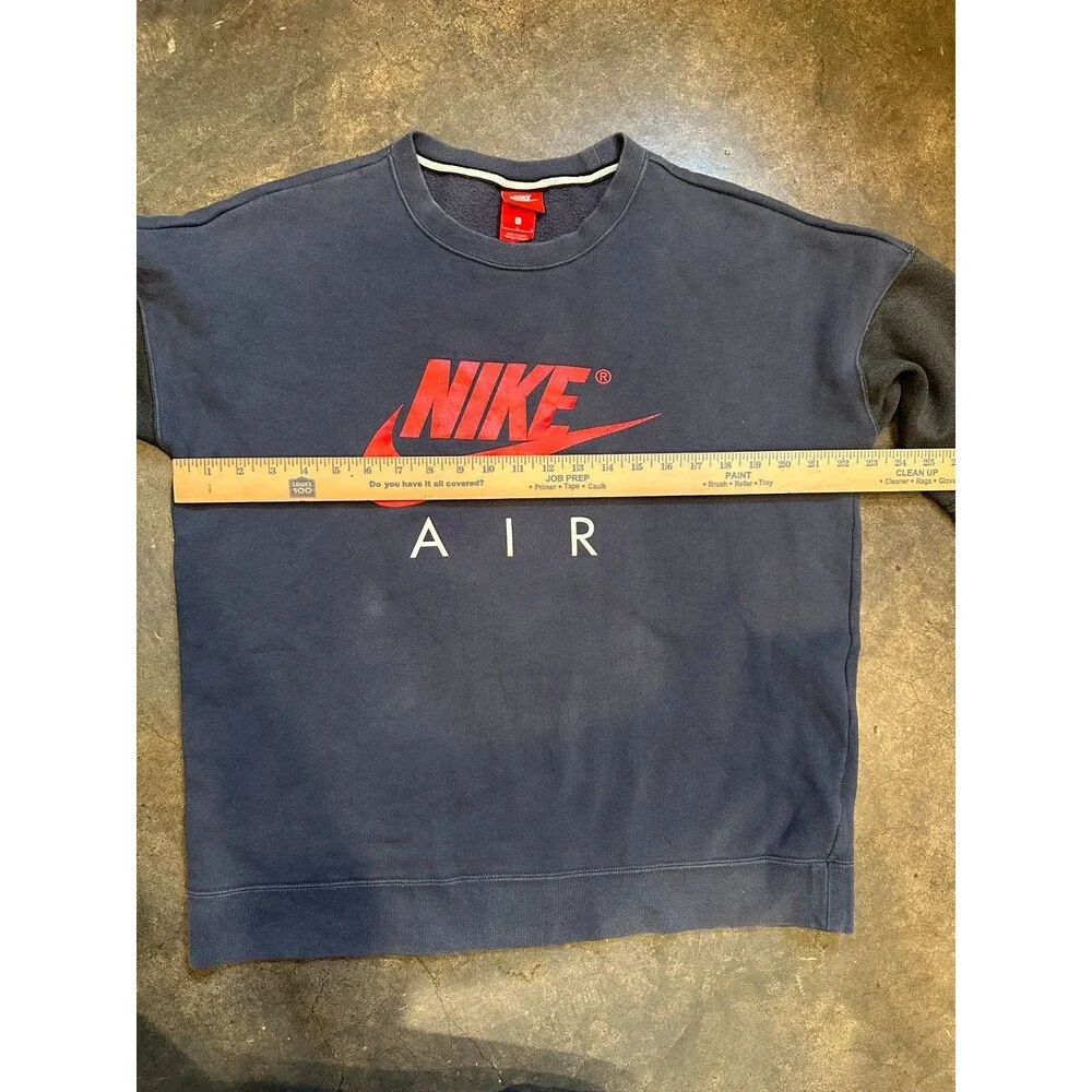 Nike Air Crewneck Sweatshirt Mens Large Navy Blue Red Logo Swoosh - Picture 4 of 7